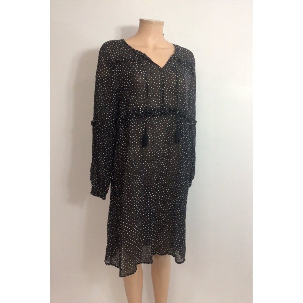 Garnet Hill Polka Dot Silk Dress Tiered Womens Small
